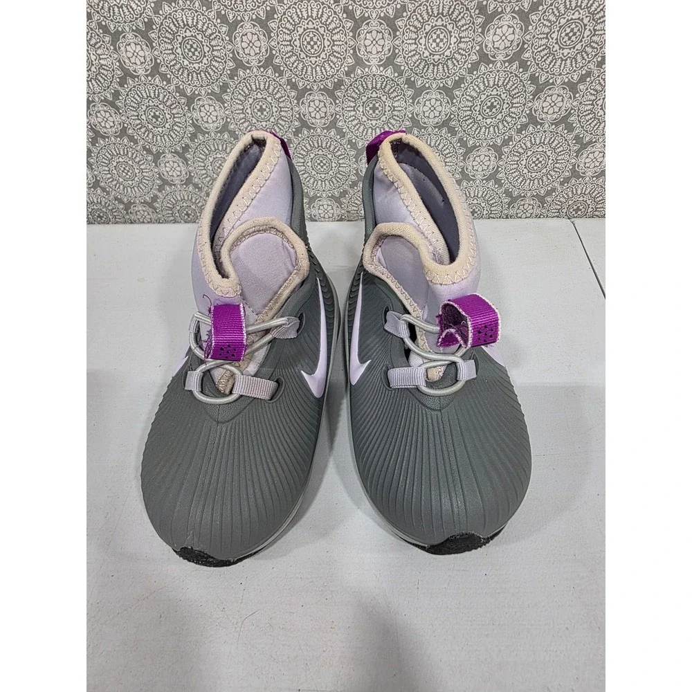 Nike Toddler‎ 7C Boots Gray Purple Swoosh Logo Lace Up Hook&Loop Ankle Booties
